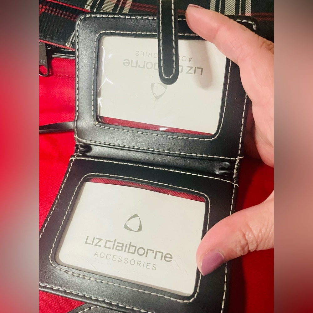Liz Claiborne Black, Red and White Plaid Purse - Picture 14 of 16